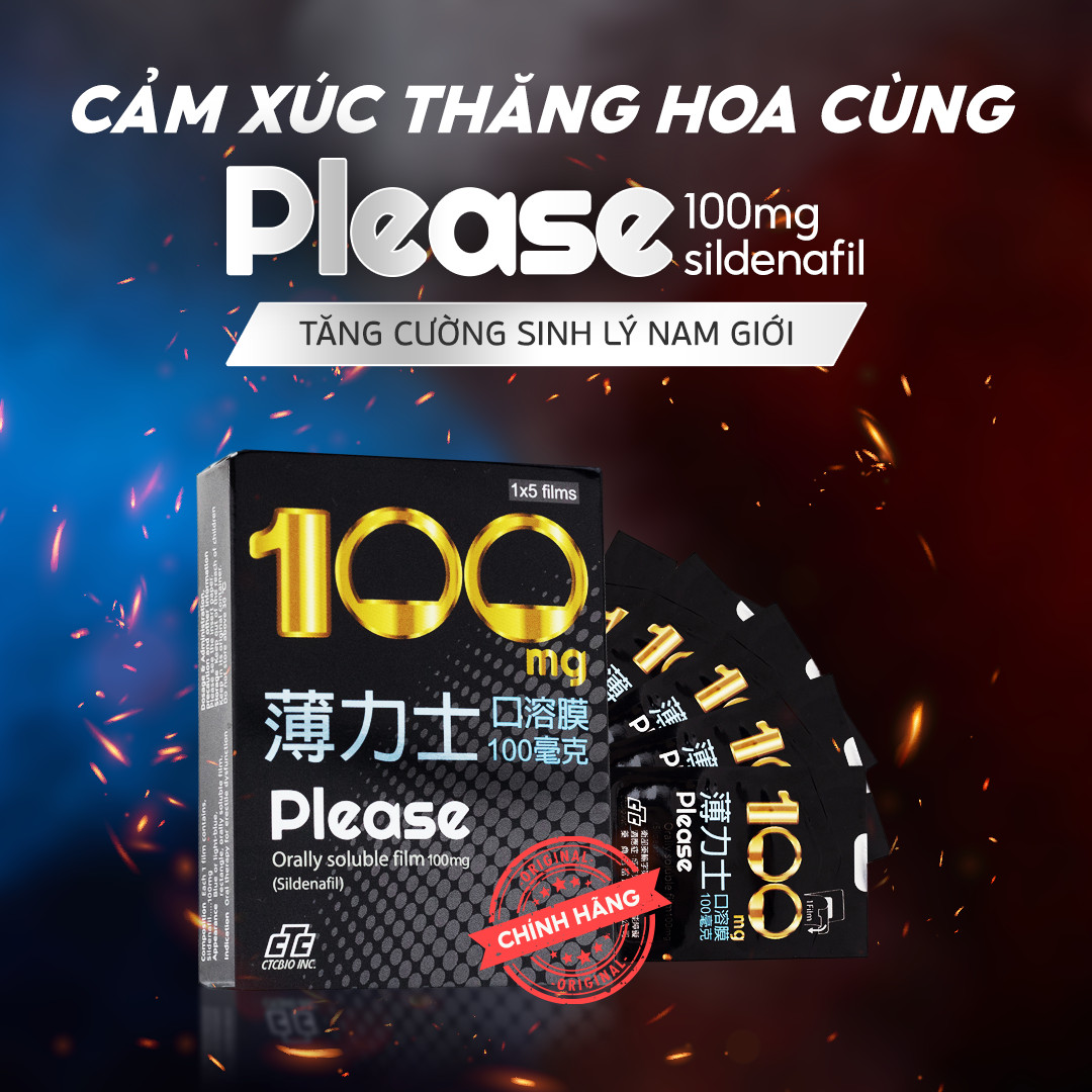 Tem ngậm Hàn Quốc Please 100mg hỗ trợ tăng cường sinh lý nam giới (Hộp 5 tem)