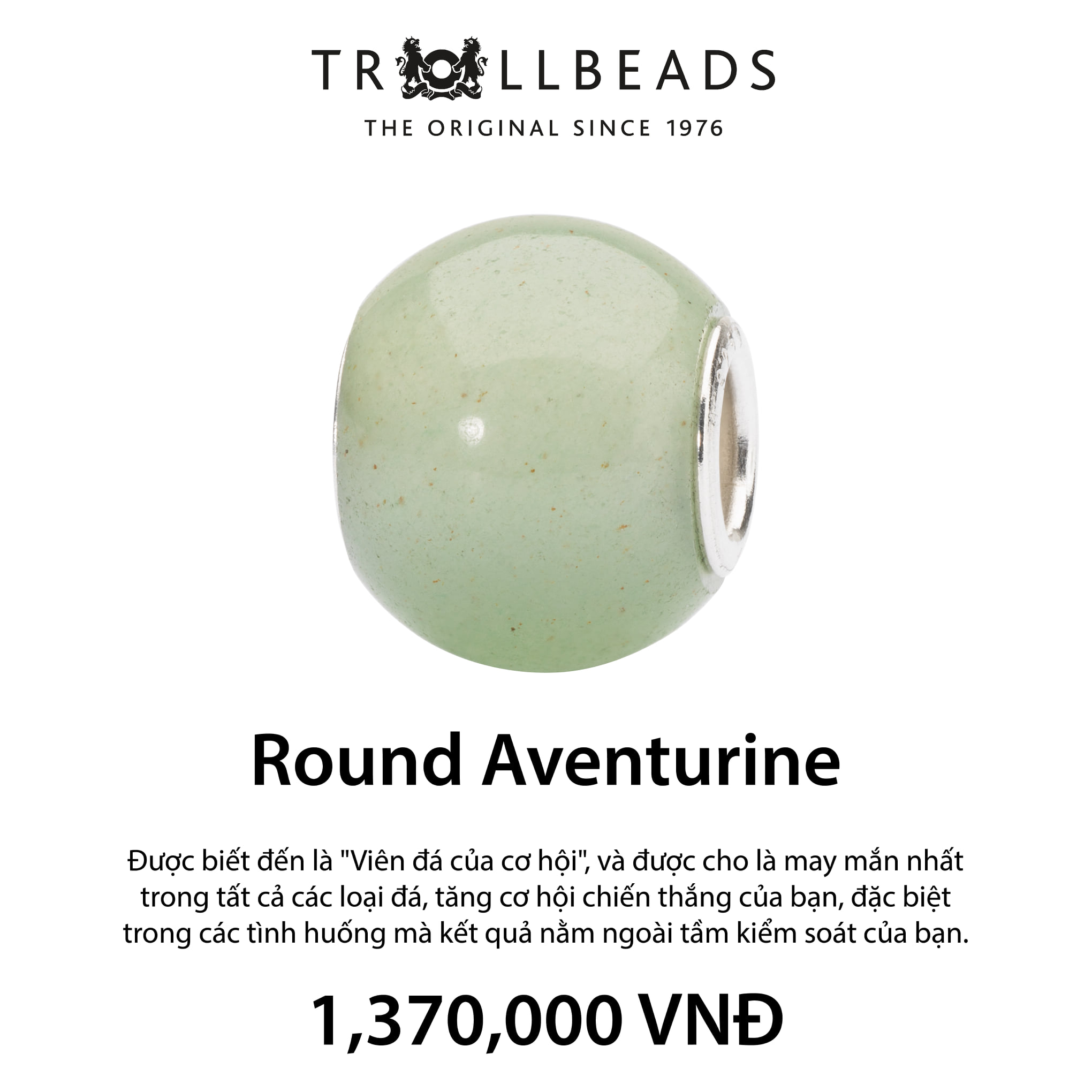 TROLLBEADS Đá Quý Tự Nhiên Round Aventurine