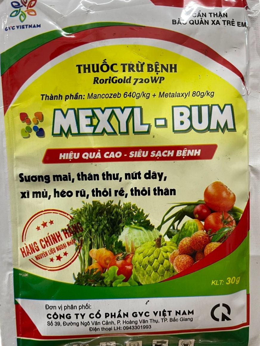 Thuốc trừ bệnh cây Rori Gold 720WP hiệu MEXYL- BUL (30,5g) sương mai, thán thư, nứt thân, xì mủ, thối thân, héo rũ, thối rễ, thối thân