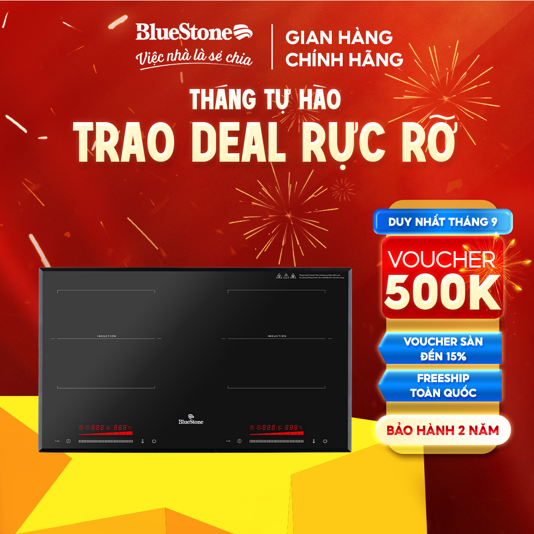 [Made in MALAYSIA] [Trả Góp 0%] Bếp Âm Từ Đôi BlueStone ICB-6920 3400 W - Miễn Phí Lắp đặt cắt đá - HCM, Hà Nội và 7 tình thành khác - Bảo Hành 24 Tháng