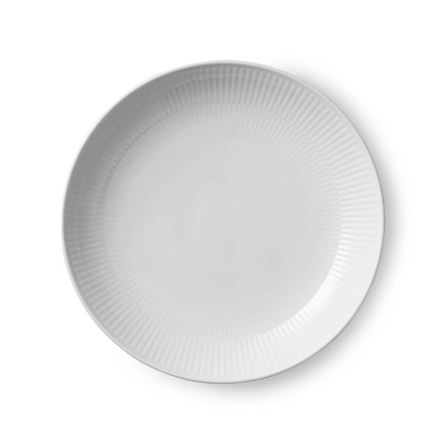Đĩa Royal Copenhagen, họa tiết không màu White Fluted Coupe, đường kính 23cm, chất liệu sứ