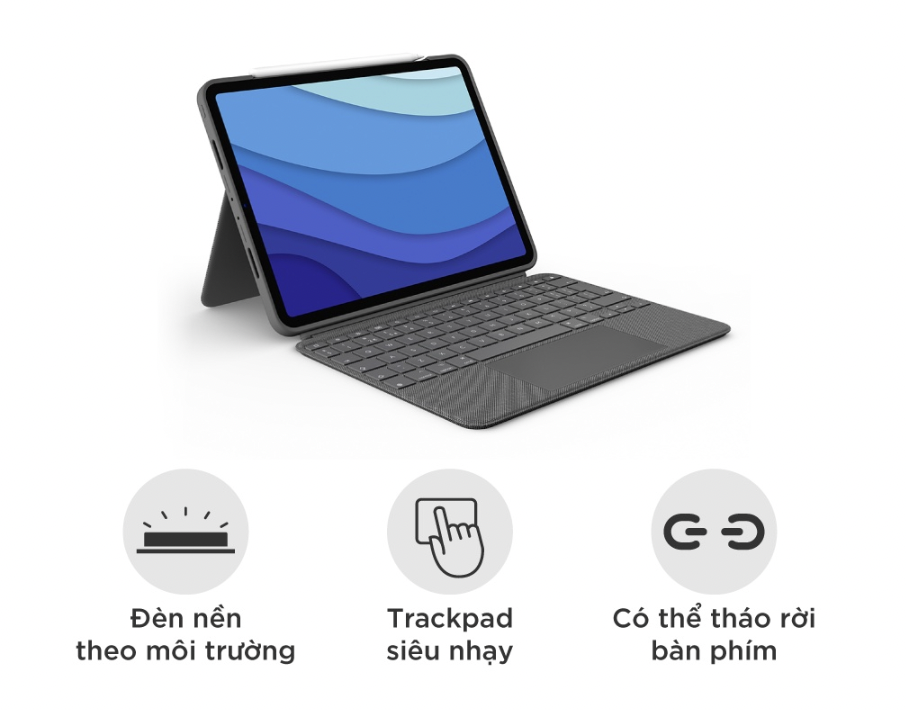 [HCM][Trả góp 0%]Bàn phím Logitech Combo Touch cho iPad Pro 11 inch/ 12.9 inch