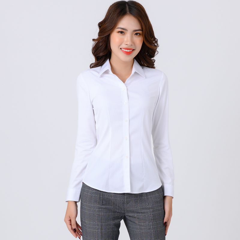 Áo sơ mi nữ dài tay trơn thái hòa 047-01