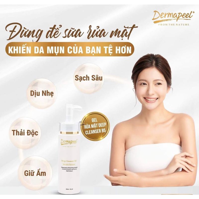 SỮA RỬA MẶT CAO CẤP Dermapeel+ Deep Cleanser B5 pH Cân Bằng - TẨY TRANG - DƯỠNG ẨM - THẢI ĐỘC - CHỐNG LÃO HÓA