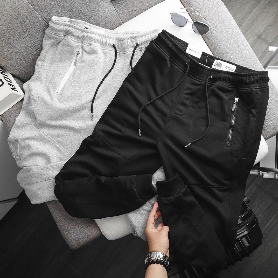Quần jogger thun 2 màu đen/xám - shop lastore