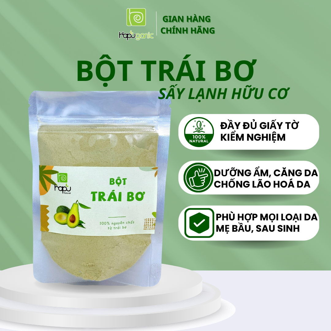 [HCM]Bột Trái Bơ Nguyên Chất HaPuganic Bột Thiên Nhiên Đắp Mặt Làm Đẹp Da Trẻ Hóa Làn Da Dưỡng Ẩm Cho Da Mịn Màng