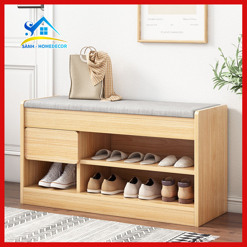 Tủ giầy thông minh sành-decor gỗ mfc an cường phủ melamine bọc nệm sđ02, tủ giầy mini đẹp, đôn ngồi đeo giày tủ để giày dép nhỏ gọn chọn mẫu
