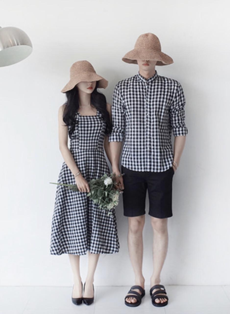 [Freeship] SET ĐỒ ĐÔI ÁO SƠ MI NAM - ĐẦM NỮ THIẾT KẾ KIỂU HÀN QUỐC MIAMO FASHION TN02