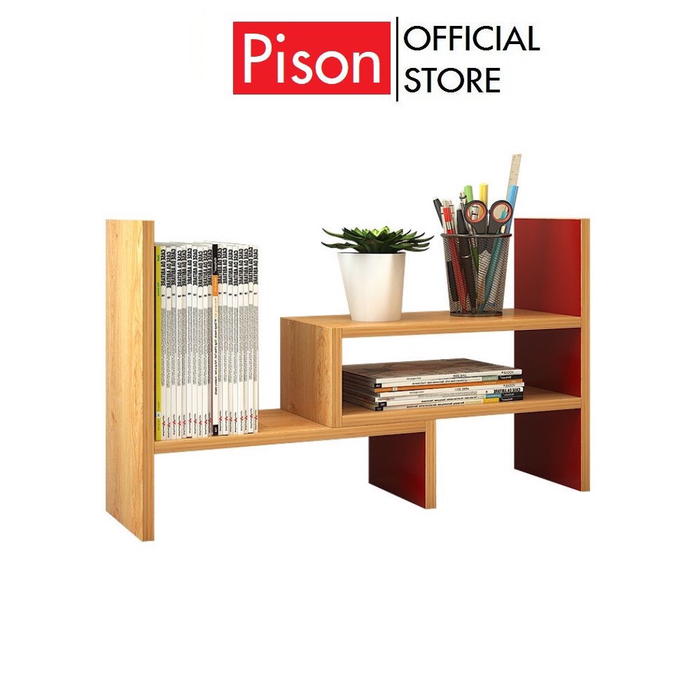 Kệ sách mini, giá sách để bàn gỗ pallet Pison decor bàn học, bàn làm việc kích thước 35*60*17cm