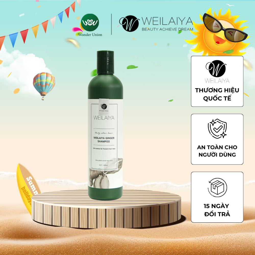 Dầu gội đầu thảo dược Weilaiya Ginger Shampo gừng trắng giúp ngăn rụng và kích thích mọc tóc 400ml