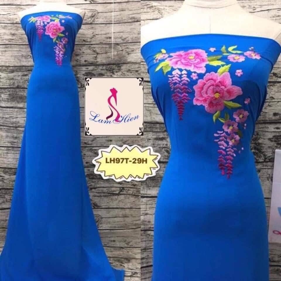 Vải áo dài tằm ý bông thêu lh97t 230k sale còn 179k/áo