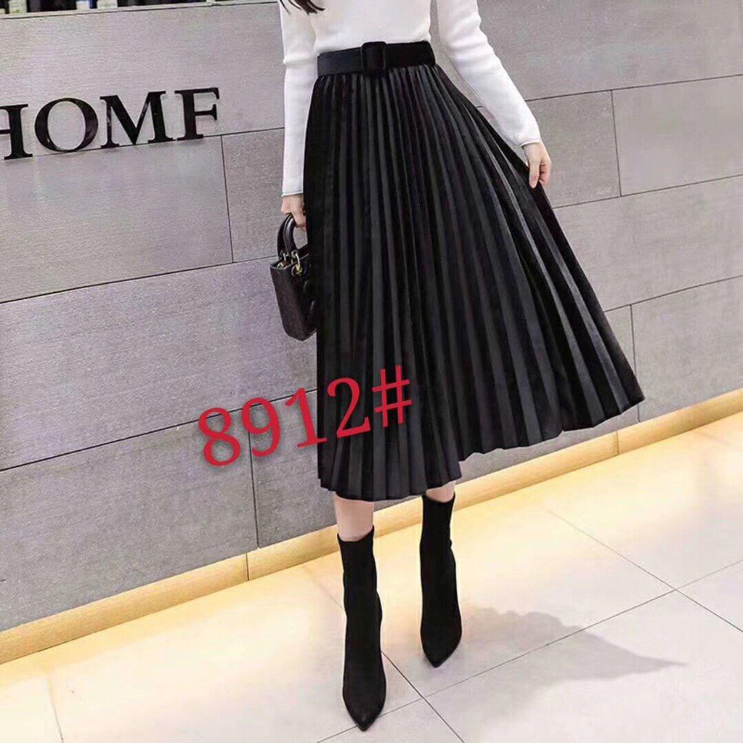 Chân váy nhung kèm đai , dáng dài