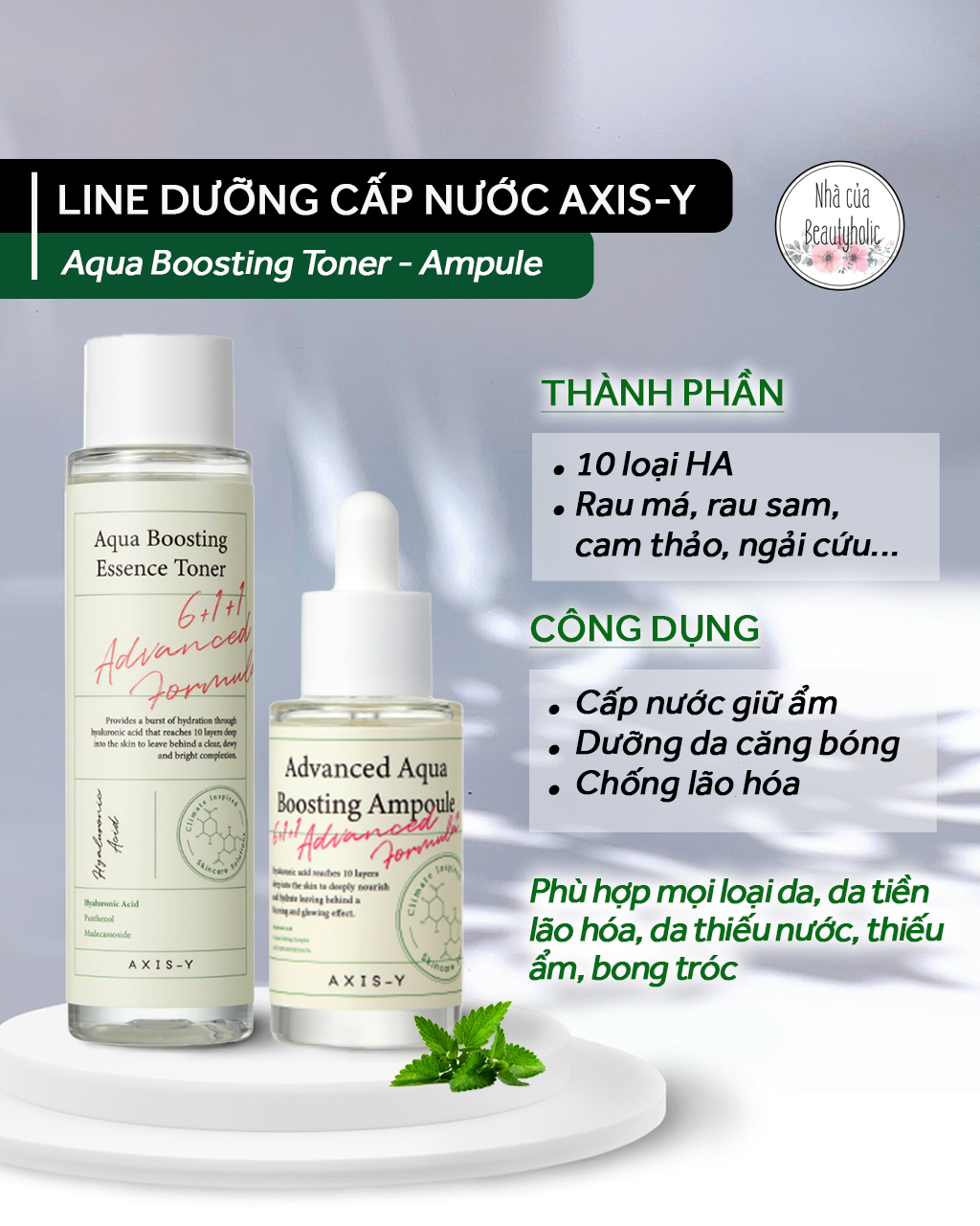 [Nhacuabeautyholic] [DATE T8/2024] Line dưỡng cấp nước AXIS-Y