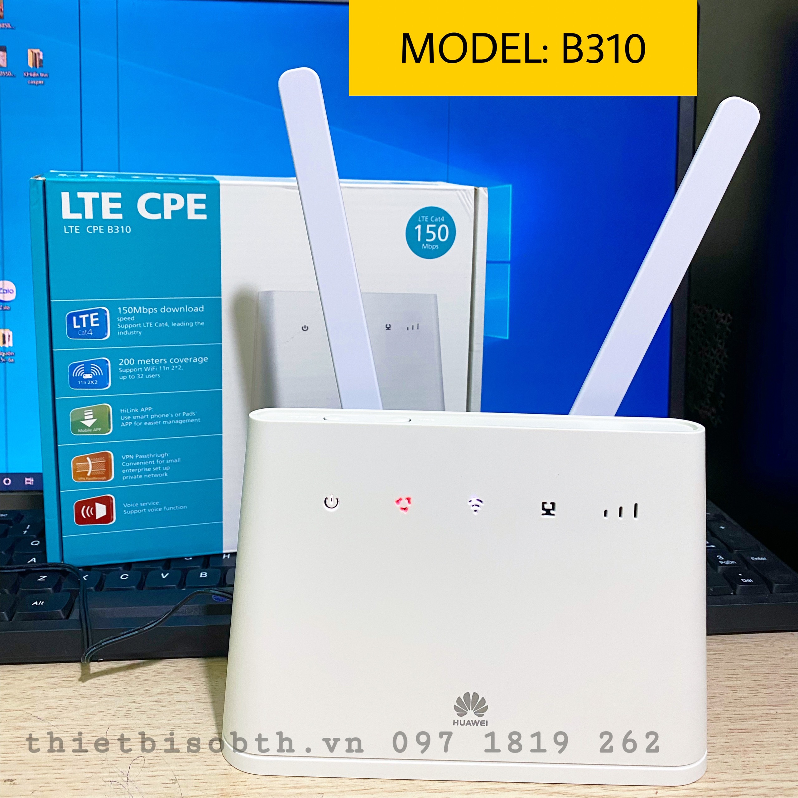 Bộ Phát Wifi 4G Cắm Điện Hua wei B310as-852, 3G/4G Tốc Độ Khủng 150Mbps Hỗ Trợ 32 Máy Kết Nối TẶNG KÈM 2 ANTEN