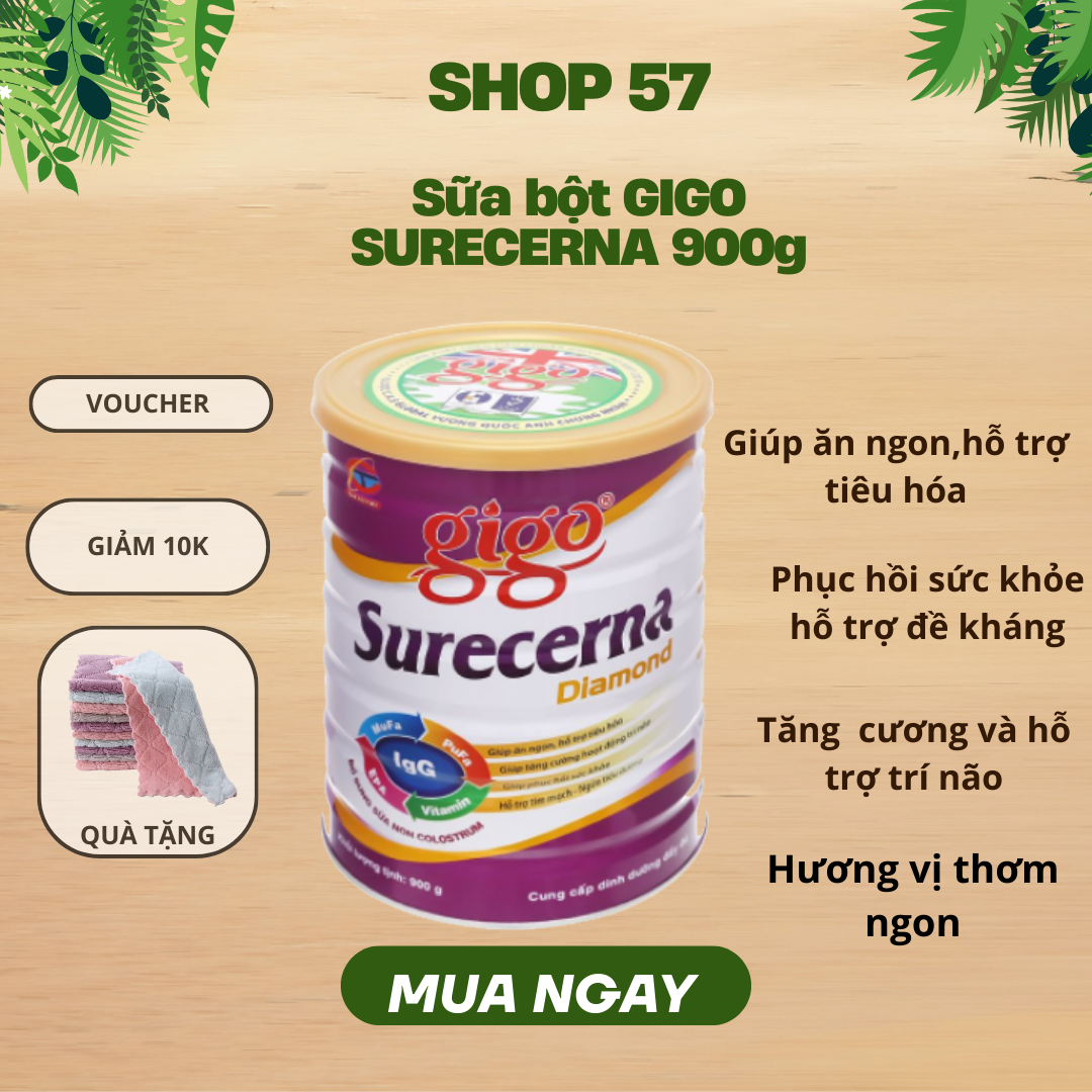 Sữa bột Gigo Surecerna Diamond 900gr-Hỗ trợ tiêu hóa và giúp xương chắc khỏe