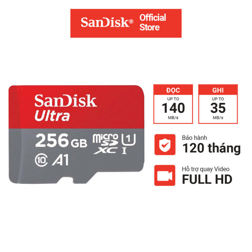 Thẻ nhớ microsdxc sandisk ultra a1 64gb - 128gb - 256gb