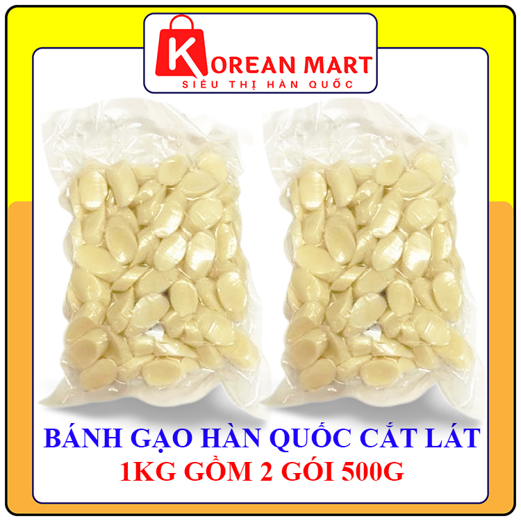 Bánh gạo Hàn quốc tokbokki cắt lát 1kg gồm 2 gói 500g
