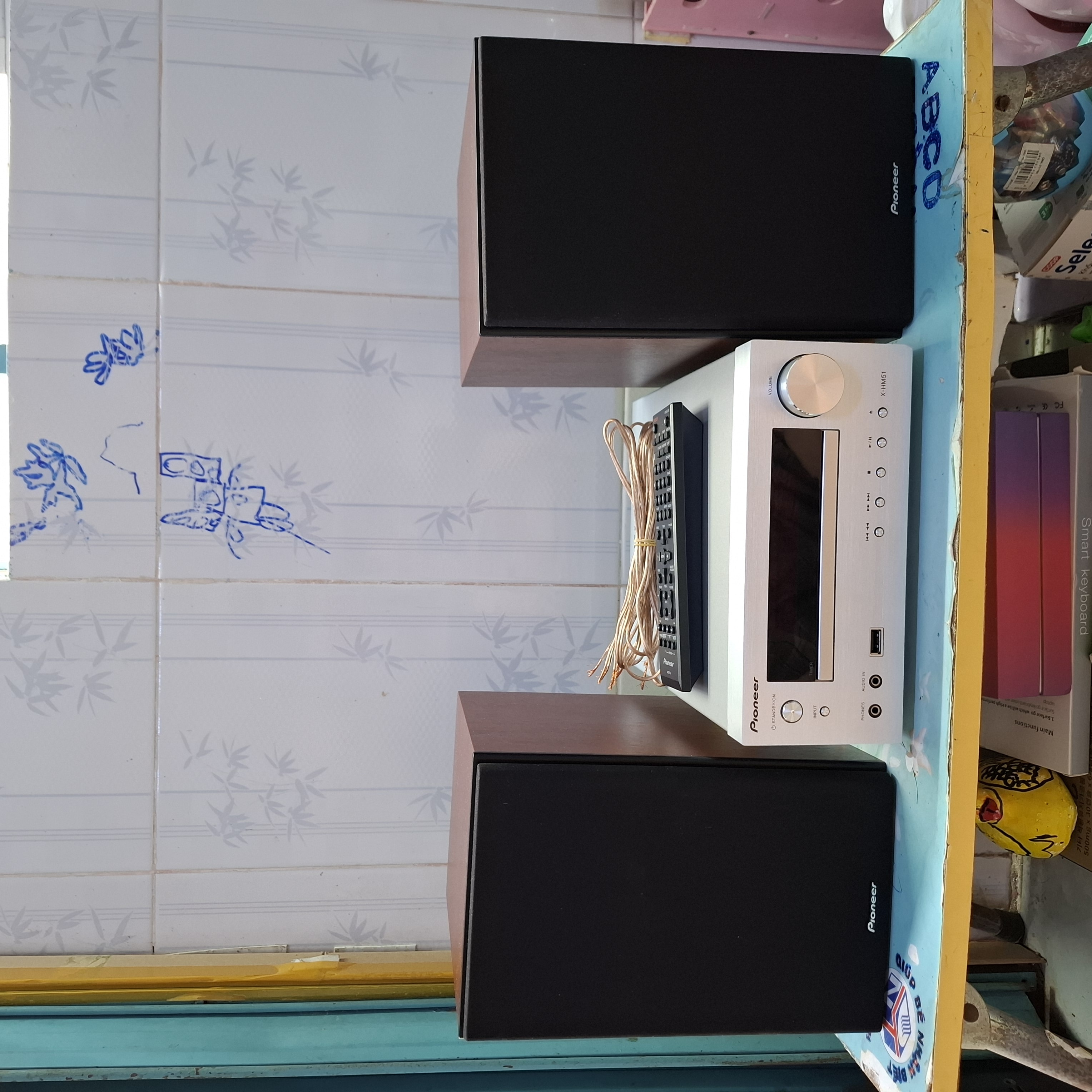 Dàn mini vip pioneer HM51, đẹp keng, hàng đấu giá nội địa nhật, chơi tốt CD, bluetooth, USB, line in