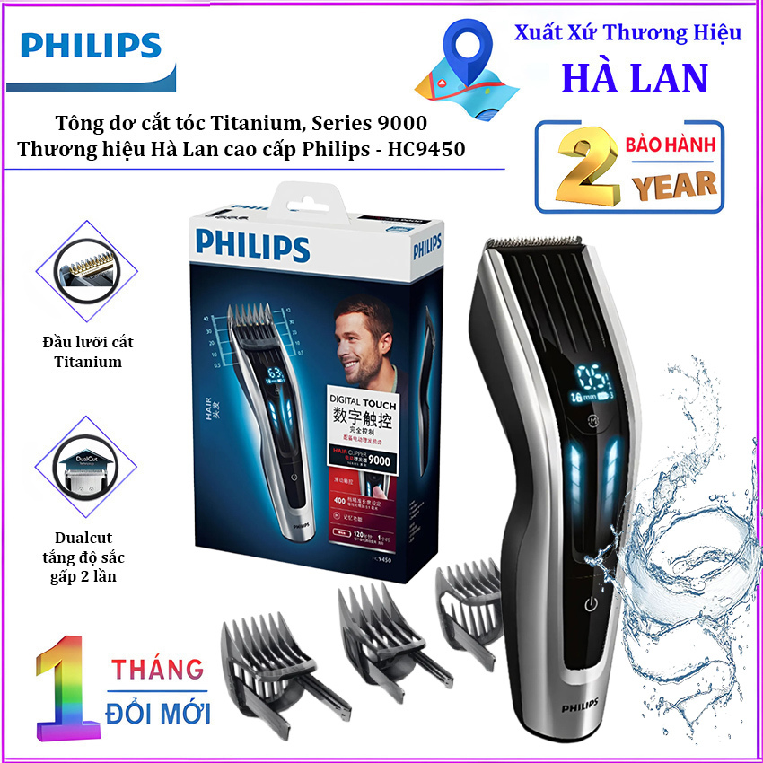 Tông đơ cắt tóc cao cấp nhãn hiệu Philips HC9450công nghệ DualCut - BẢO HÀNH 2 NĂM
