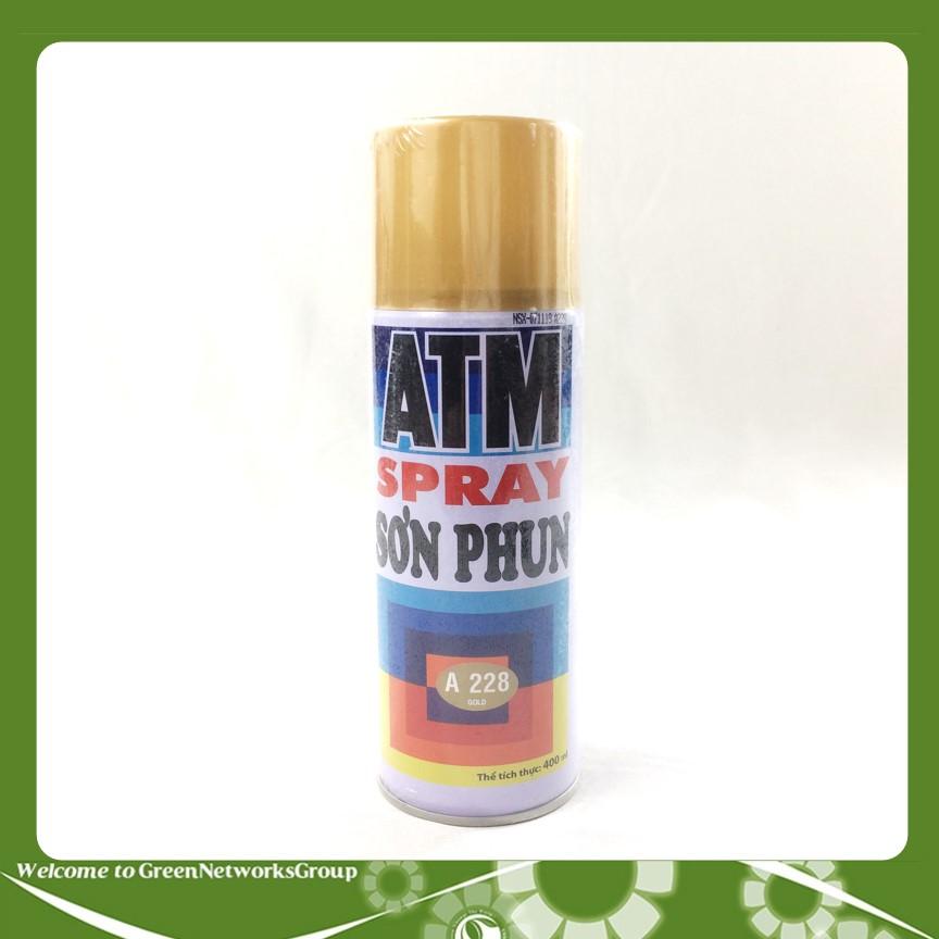 [HCM]Sơn phun xịt  ATM A228 màu nhủ vàng đồng Greennetworks