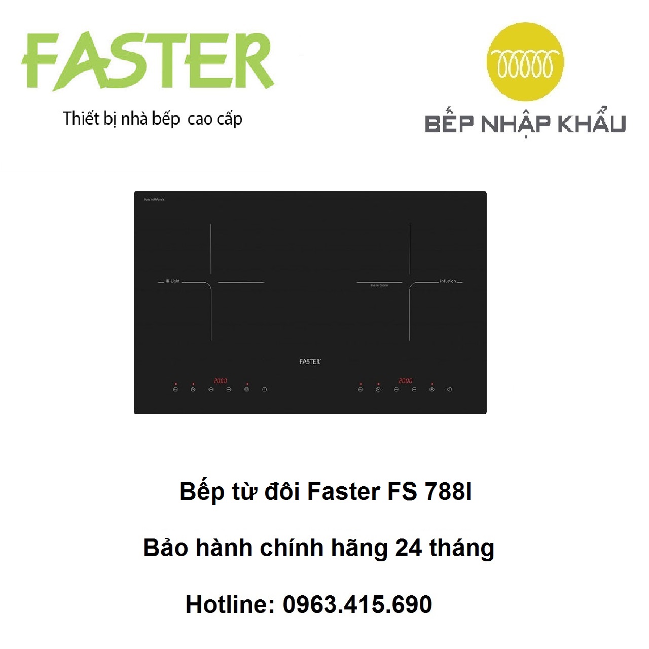 Bếp từ đôi faster fs-788i - nhập khẩu malaysia