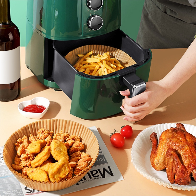 50 Miếng Giấy Lót Nồi Chiên Không Dầu, Chống Dính, Hạn Chế Dầu Mỡ Bám Vào Nồi Chiên, kích cỡ 16x20cm, tiện dụng, GIÁ SỈ