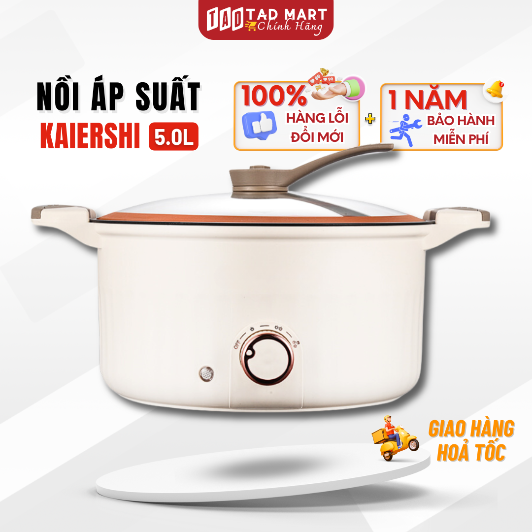 Nồi áp suất chống dính dung tích 5 lít, nấu, ninh, hầm, hấp đa năng, nồi hầm đa năng cắm điện trực tiếp, tiết kiệm điện