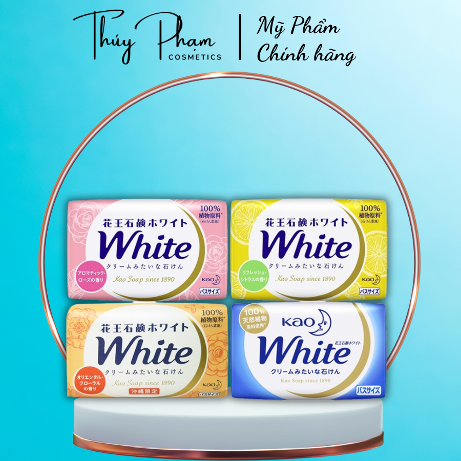 Xà phòng tắm Kao White Soap Nhật Bản 130g, Xà phòng tắm Kao White nội địa Nhật Bản