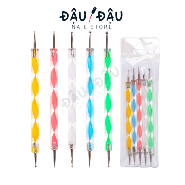 Set 5 bút chấm bi đủ size - Cọ chấm bi nail 2 đầu chuyên dụng