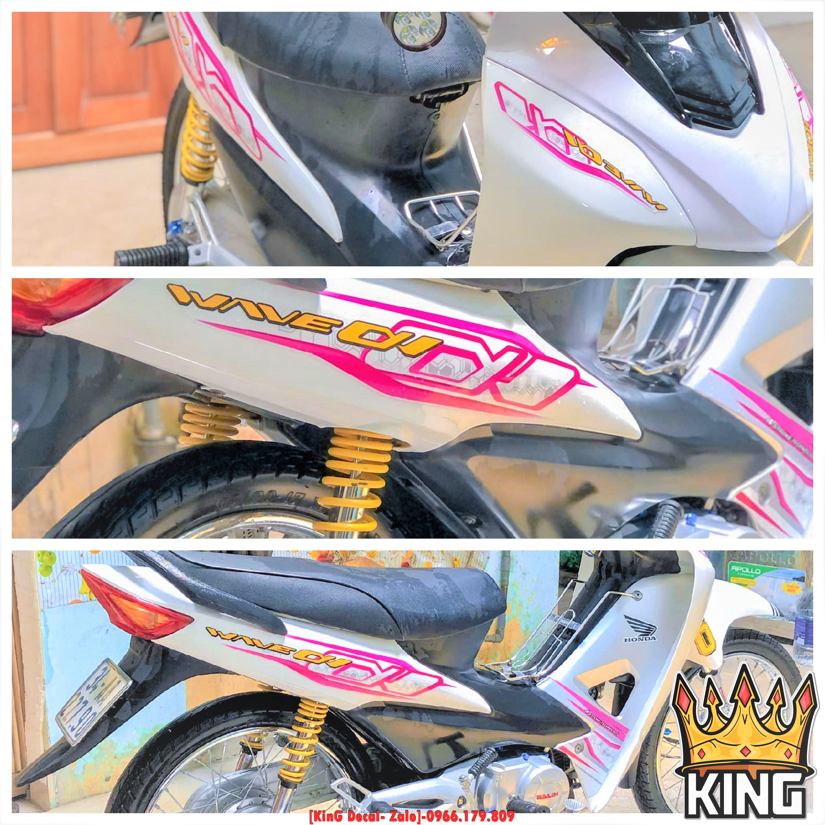 [Loại 1] Tem Rời Wave A 50,100cc Hồng Trắng V1 (Ảnh Thật)