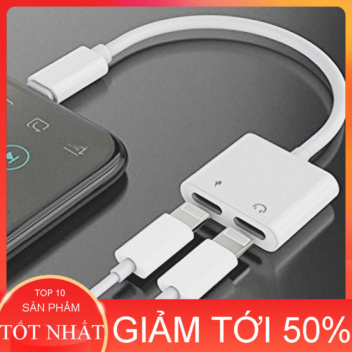 Hàng tốt- cáp chia cổng lightning sang 2 ổng tai nghe và sạc lightning hỗ trợ mic đàm thoại