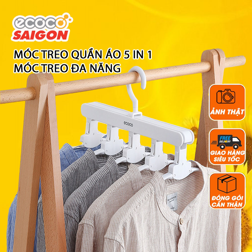 Móc treo quần áo tiết kiệm không gian 5 in 1, móc treo đa năng E1904