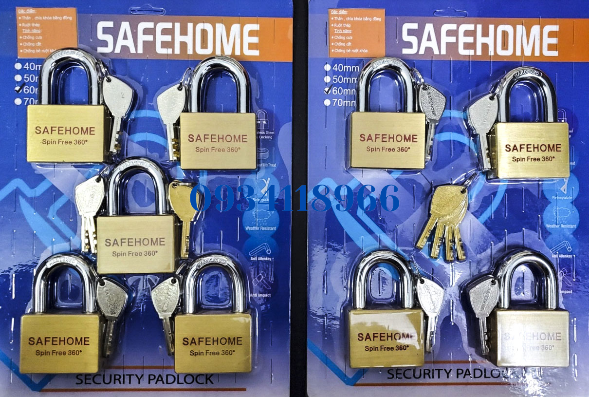 [HCM]Bộ 5 và bộ 4 ổ khóa Safehome - dùng chung 1 chìa - Bảo hành 12 tháng