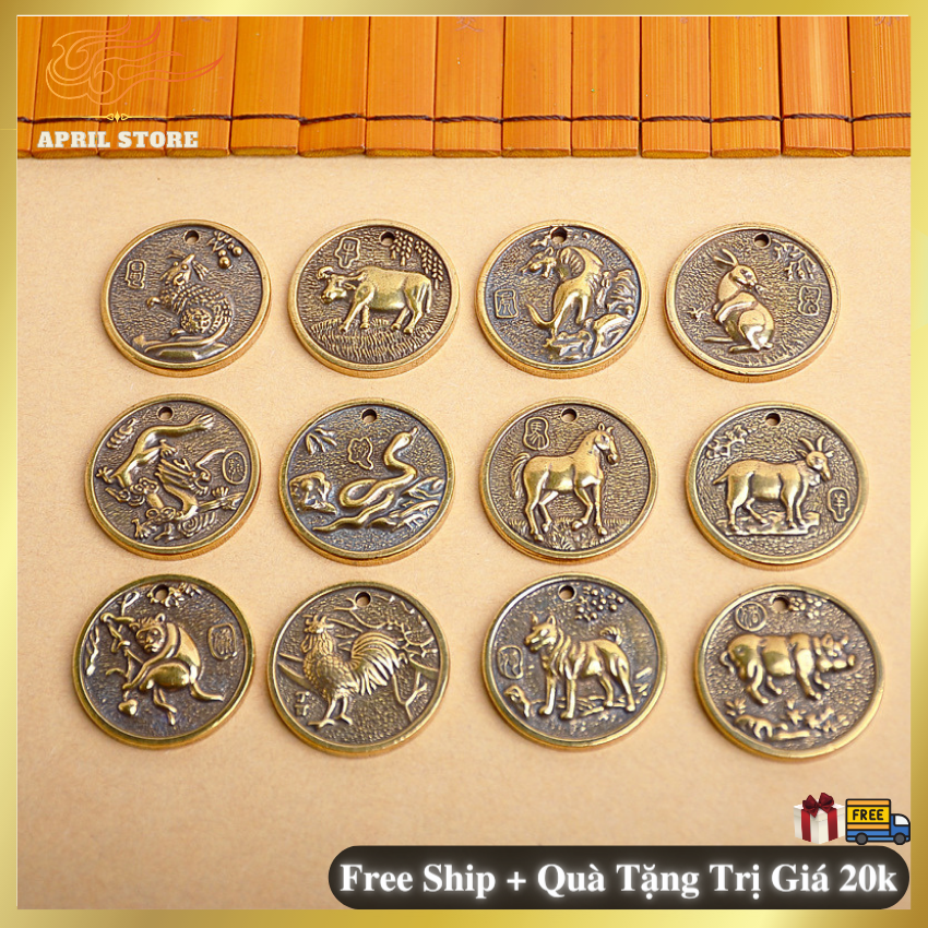 Mặt Đồng Xu Đồng 12 Con Giáp, Làm Móc Đeo Chìa khóa, Mặt Dây Chuyền, Quà Tặng Người Thân, Bạn Bè ý Nghĩa ,Có Bán Lẻ Từng Xu (MKD9)