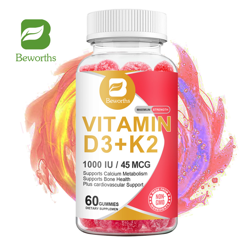 BEWORTHS Vitamin D3K2 Gummies 1000 IU Vitamin D3 + 45 Mcg Vitamin K2 for
