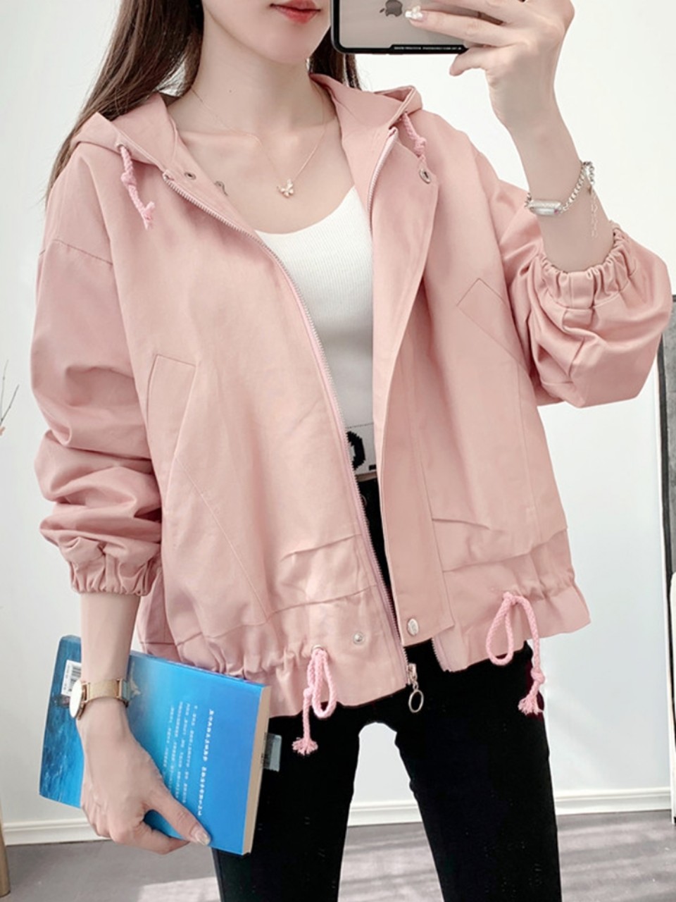 Áo khoác kaki phối dây rút xinh phom chuẩn