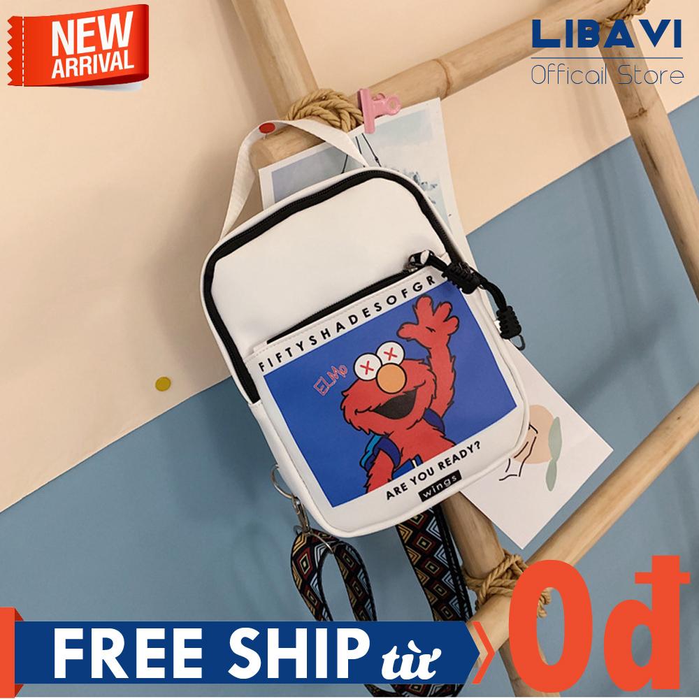 Túi Xách Đeo Chéo Nữ, 2 Ngăn Khóa Kéo, Họa Tiết Hình Thú Dễ Thương, Dây Đeo Thổ Cẩm Có Điều Chỉnh, Phong Cách Ngầu Cực Hot T21