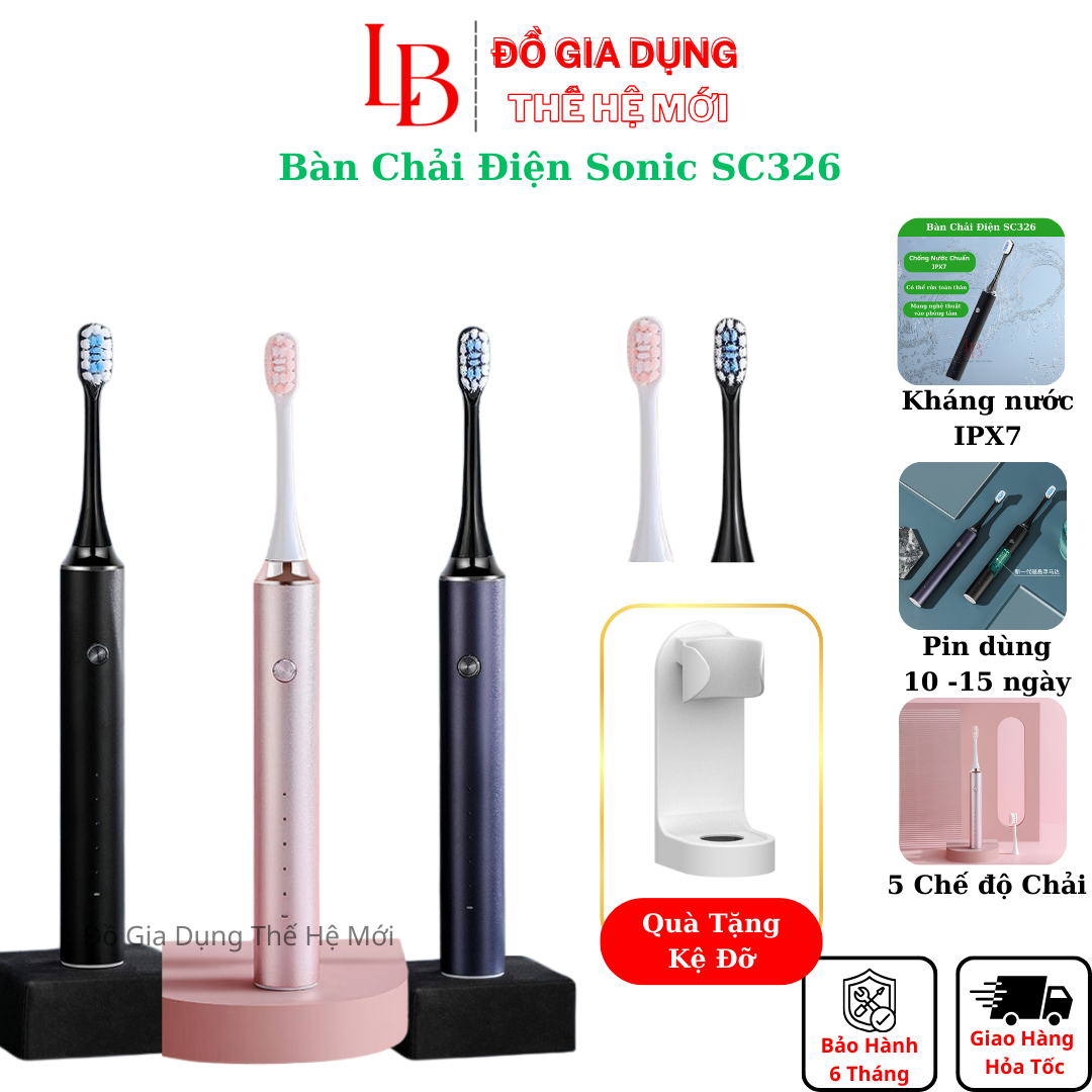 Bàn chải điện Sonic SC326, bàn chải đánh răng điện lông mềm công nghệ Đức bản Plus 2024