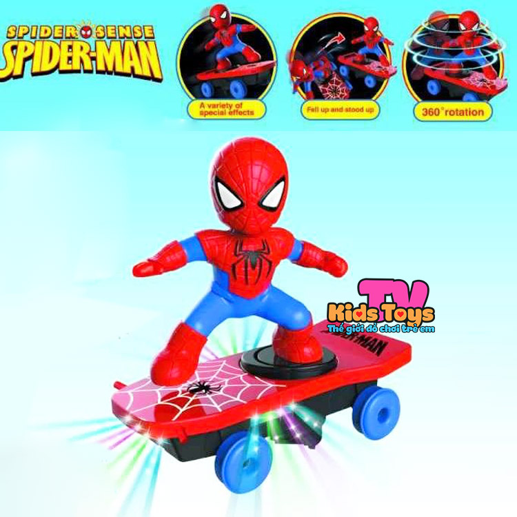 [HCM]Đồ chơi cho bé đồ chơi  siêu nhân người nhện- spiderman  lướt ván có nhạc đèn xoay 360 độ