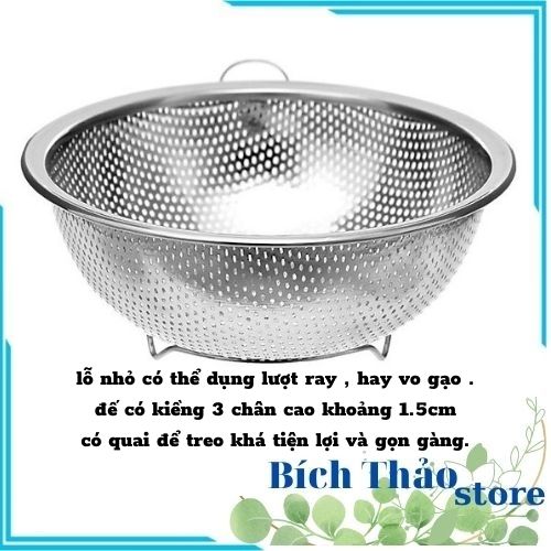 RỔ RÂY BẰNG INOX LỖ NHỎ 28CM. KHÔNG RỈ RỬA RAU , CỦ HOA QUẢ... VẬT DỤNG LÀM CHO KHÔNG GIAN BẾP NHÀ BẠN THÊM PHẦN SANG TRỌNG.