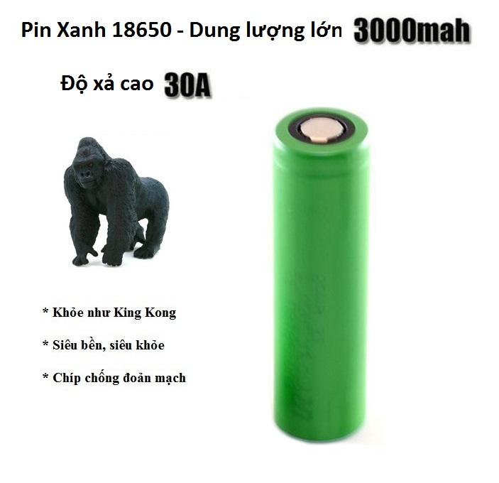 Pin Xanh C6 Lithium-ion Klaid 18650 Cao Cấp dung lượng cực lớn 3000mAh với dòng xả cao 30A model mới 2020 chuyên dùng cho các loại mech, box VAPEZ