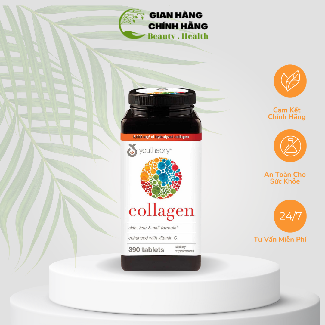 Viên uống bổ sung collagen Youtheory Collagen Type 1,2
