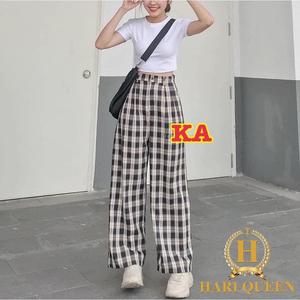 Set áo croptop +quần kẻ kan0620