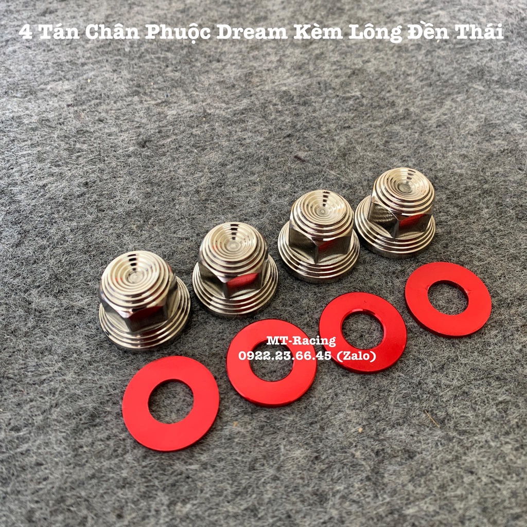 4 Tán Phuộc Salaya Cho Dream Mẫu Phay Thái Chuẩn Inox304 Siêu Sáng Kèm Lông Đền Đỏ