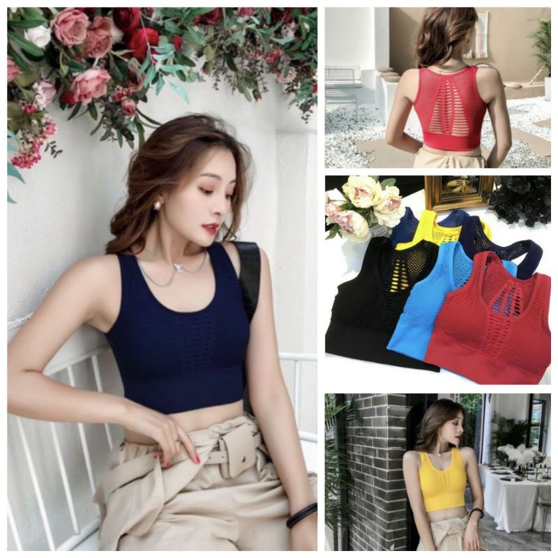 Áo Bra Quảng Châu dệt kim chất êm ái có sẵn mút ngực