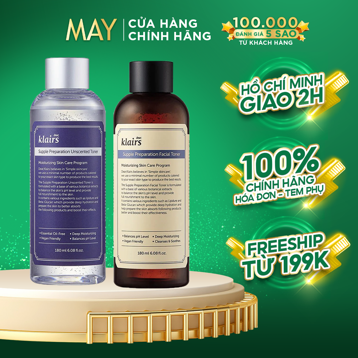 Nước Hoa Hồng Dưỡng Ẩm, Giảm Mụn DEAR KLAIRS Supple PREPARATION TONER 180ml