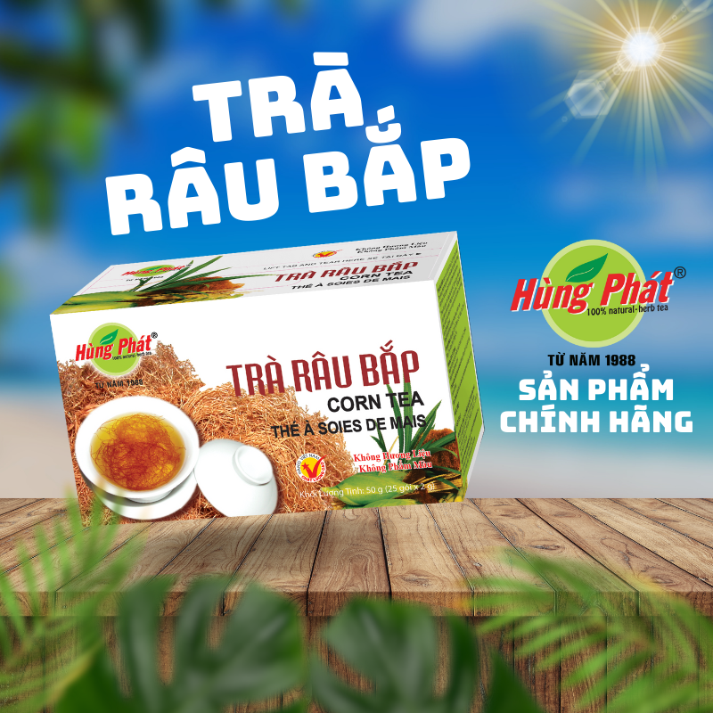 Trà Râu Bắp Túi Lọc Hỗ Trợ Mát Gan Thanh Nhiệt Cơ Thể Hộp 25 Gói - Thương Hiệu Hùng Phát