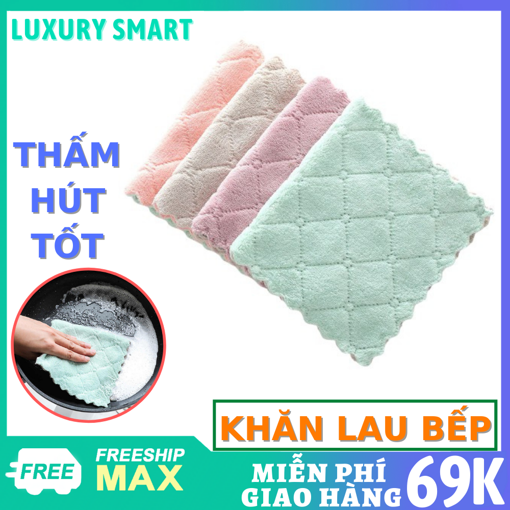 BỘ 10 Khăn Lau 2 Mặt, KHĂN LAU BẾP Đa Năng Siêu Thấm Hút Mẫu Mới Bằng Vải Bông Mềm Mịn