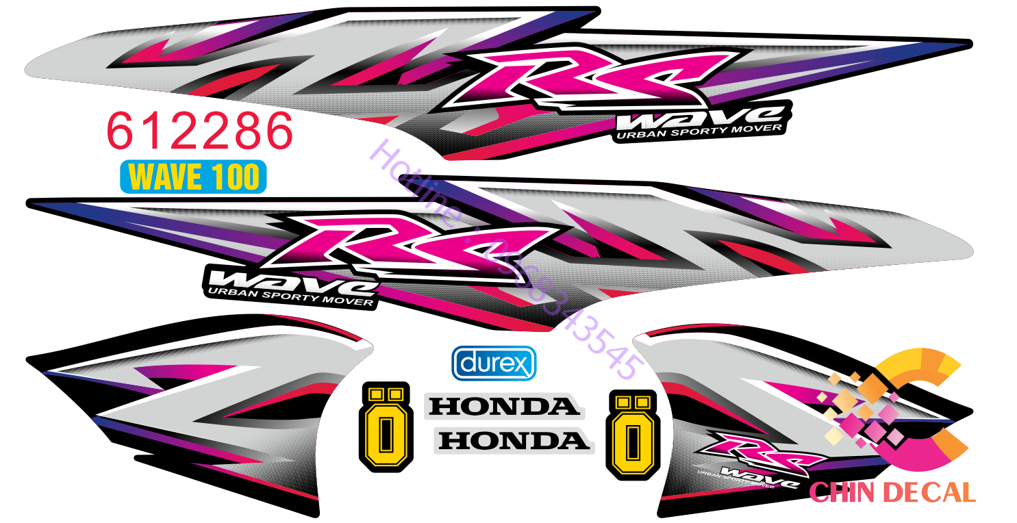 Tem rời WAVE ALPHA 100 & 50cc RS Nhiều Phối Màu ( Tem 3 lớp chống nước chống bay màu 612286)