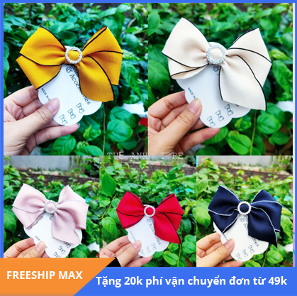 B416 Cặp tóc nơ đuôi đính đá
